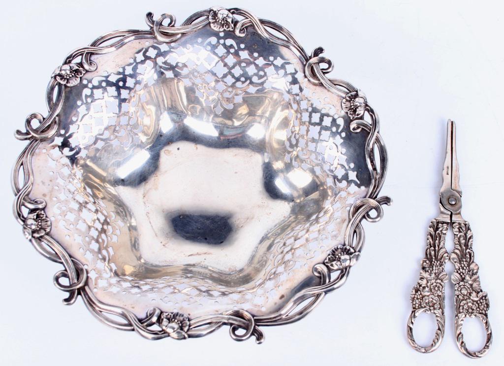 STERLING SILVER BREAD BOWL & SCISSORS (1 of 7)