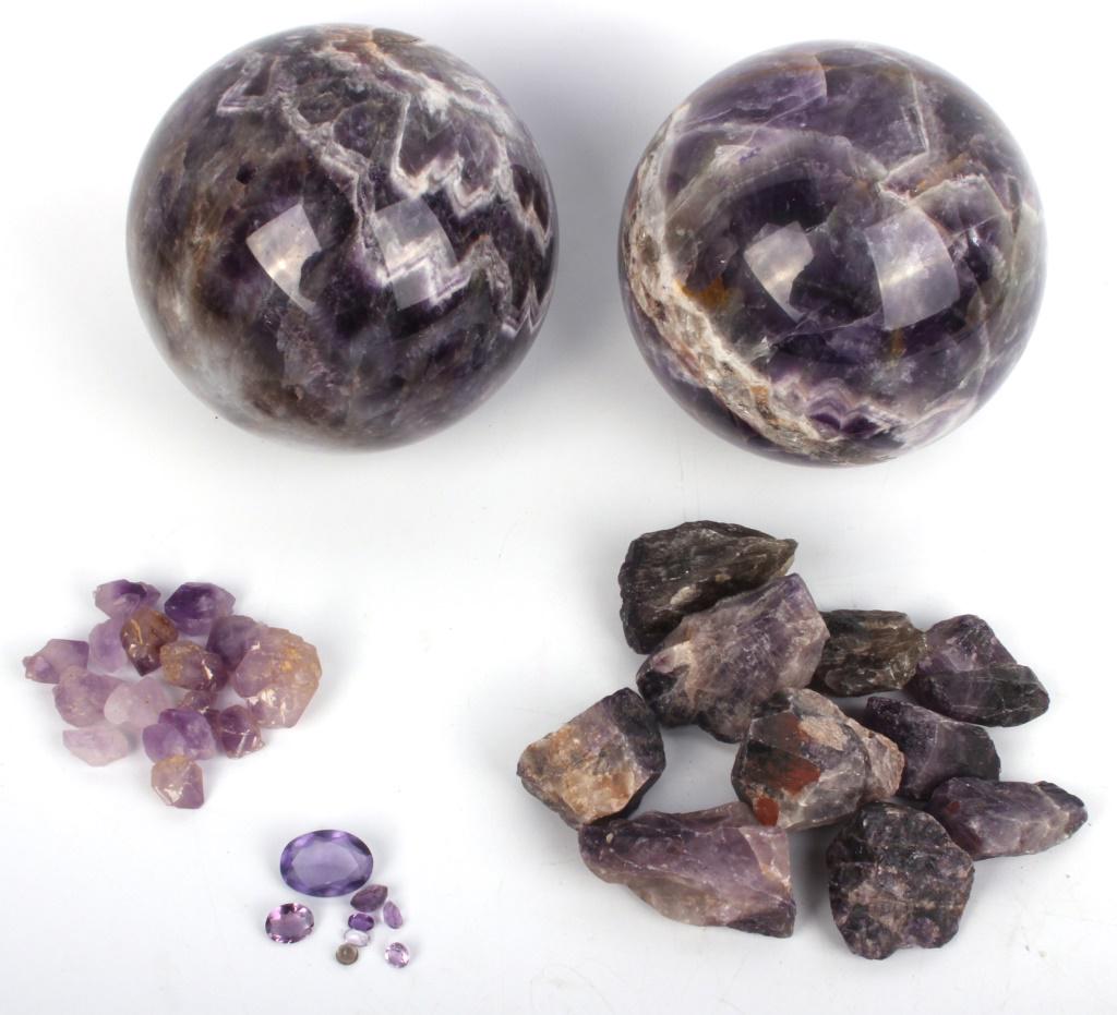 ASSORTED  AMETHYST POLISHED & RAW GEMSTONES (1 of 5)