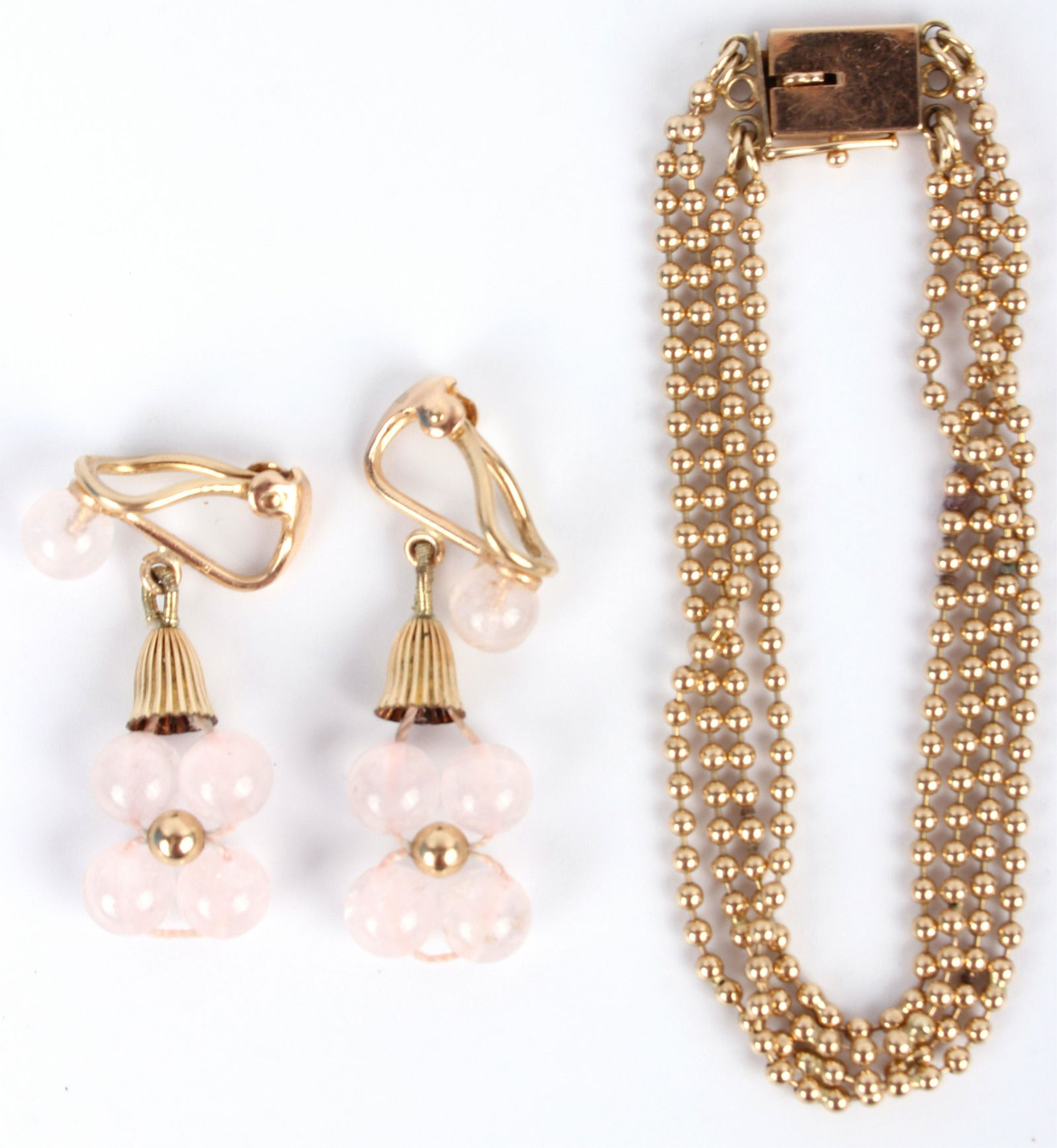 14K YELLOW GOLD LADIES BRACELET & EARRINGS (1 of 3)