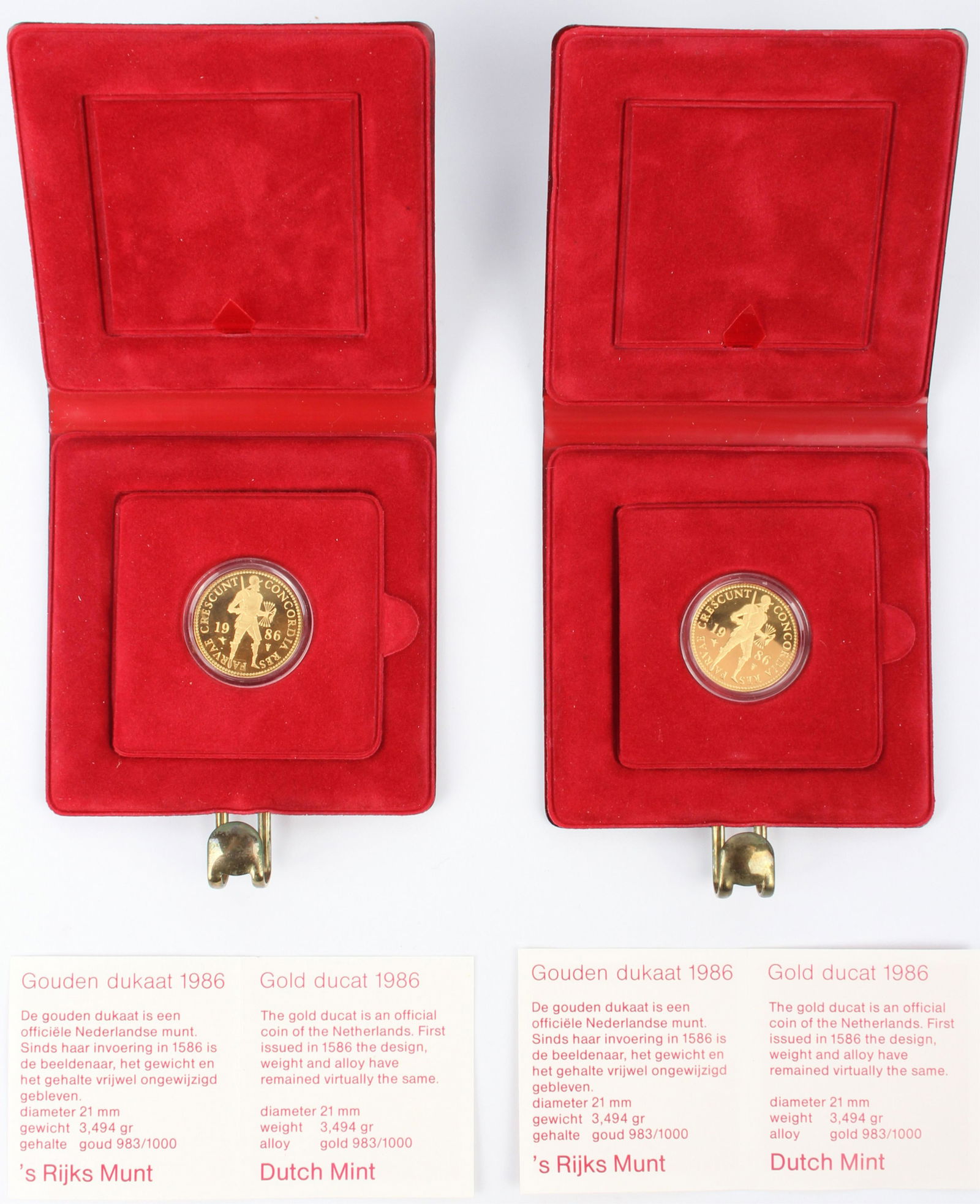 1986 NETHERLAND UNC. GOLD DUCATS W/ CASE (2) (1 of 6)