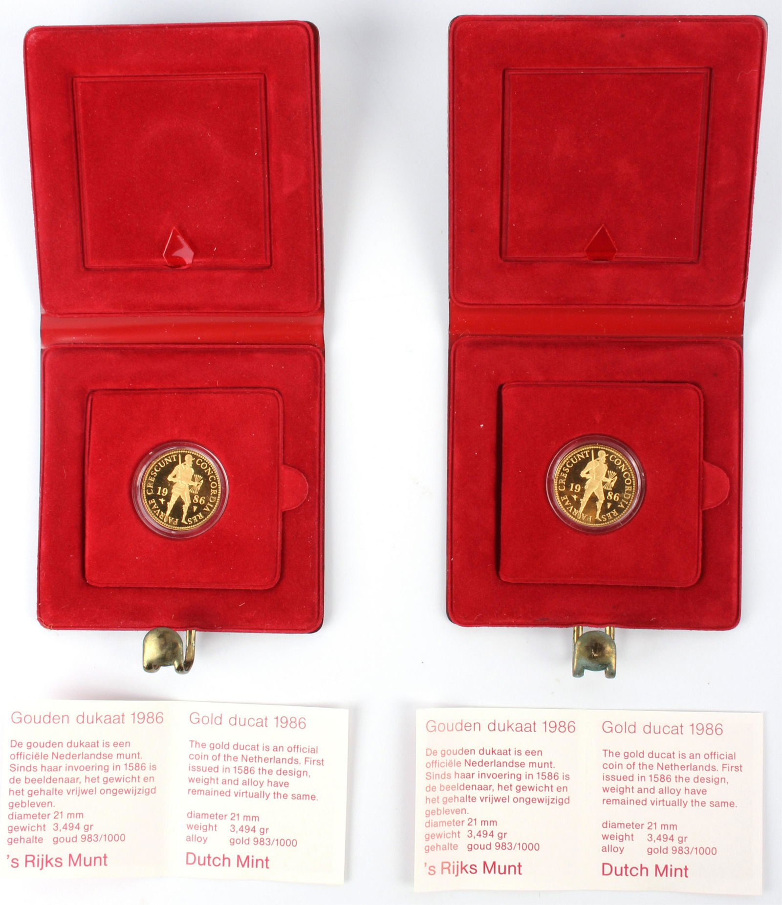1986 NETHERLAND UNC. GOLD DUCATS W/ CASE (2) (1 of 6)
