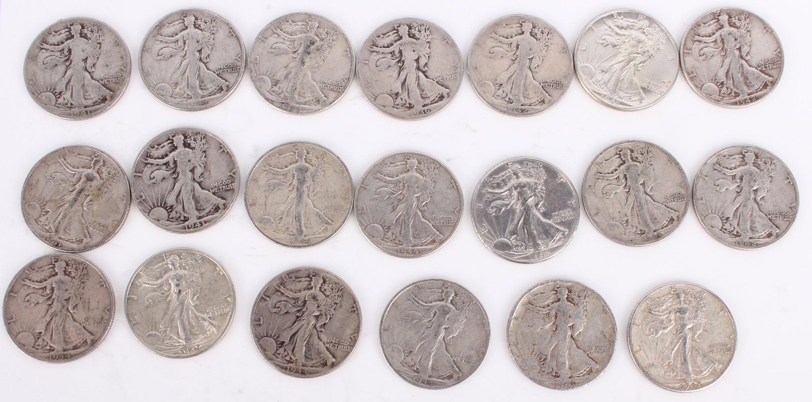WALKING LIBERTY HALF DOLLARS 1936-1947 - LOT OF 20 (1 of 4)