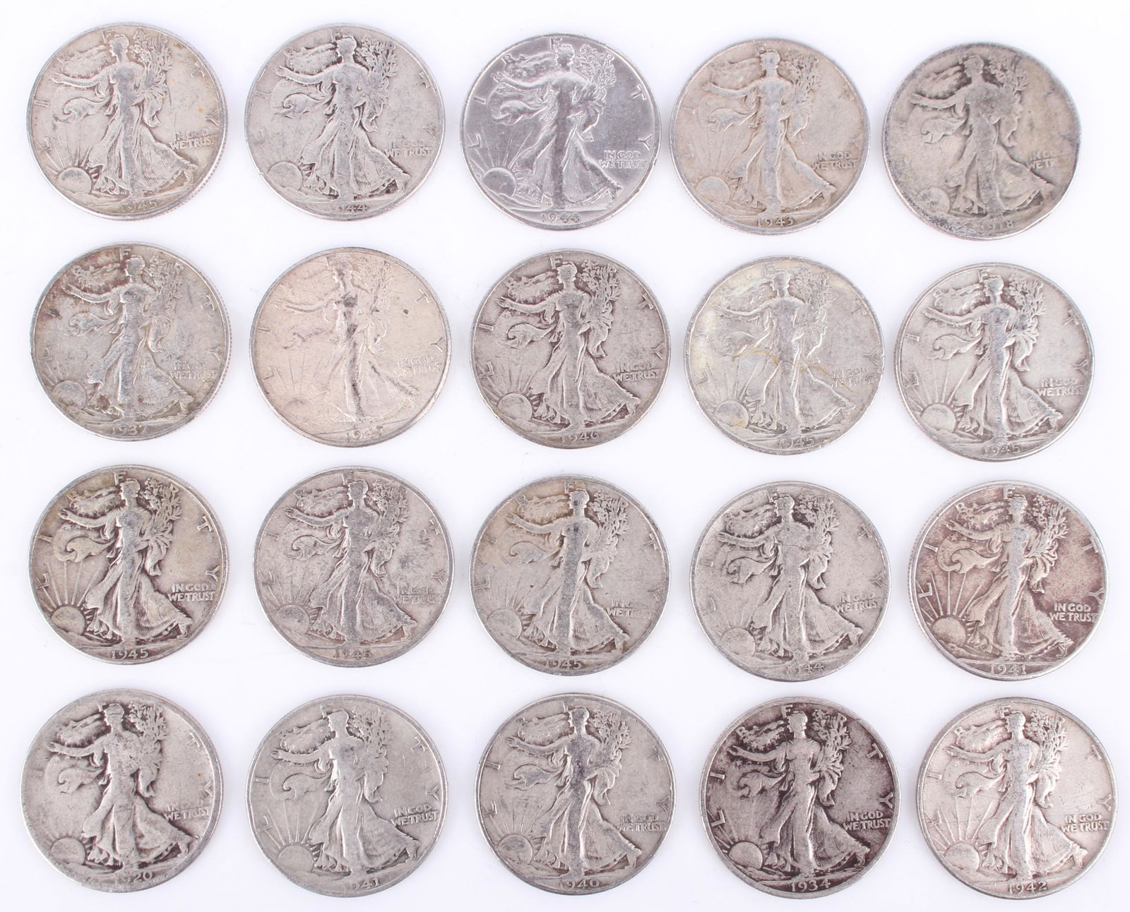 WALKING LIBERTY HALF DOLLARS 1918-1947 - LOT OF 20 (1 of 7)
