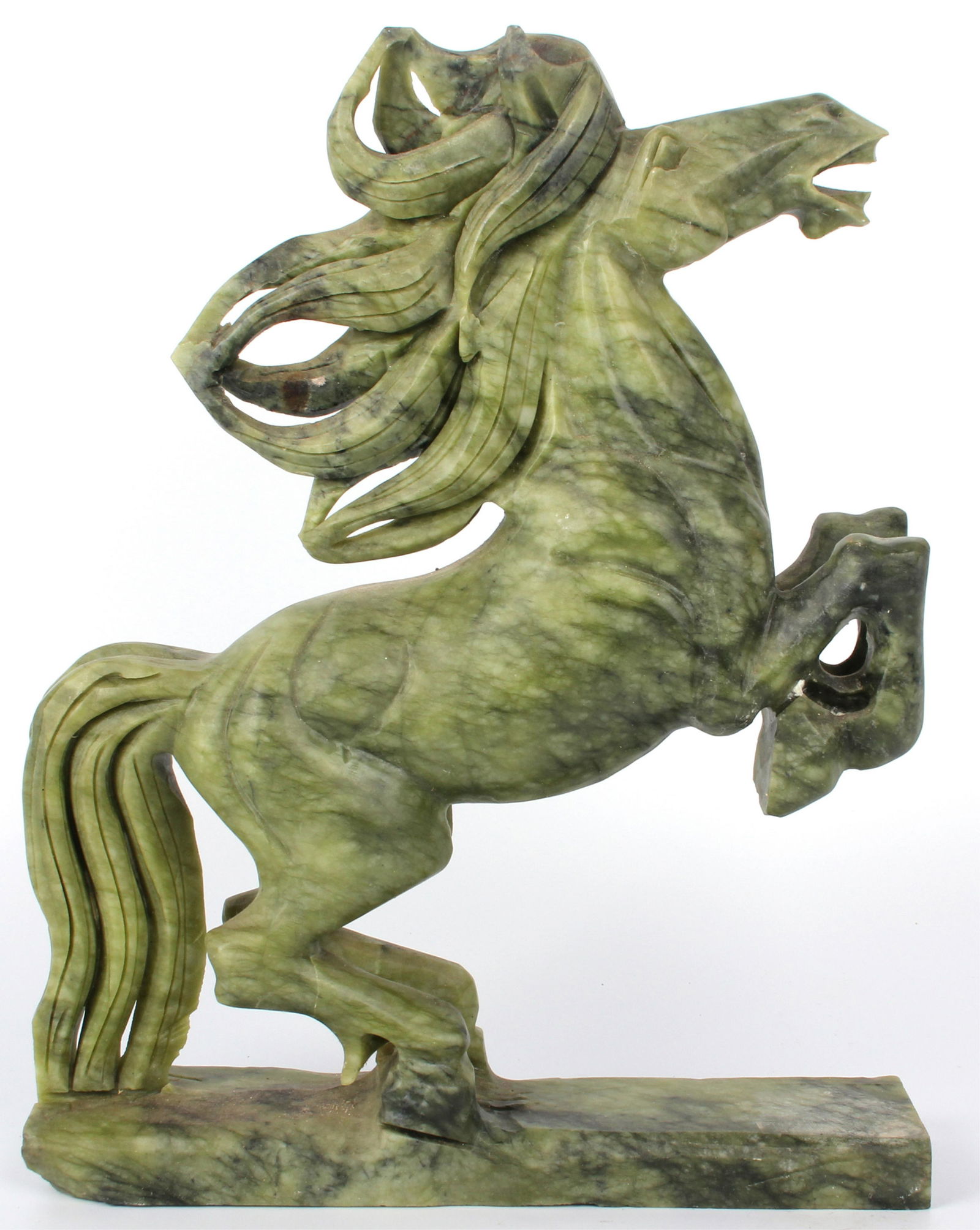 10.9" TALL JADEITE REARING HORSE STATUE (1 of 4)