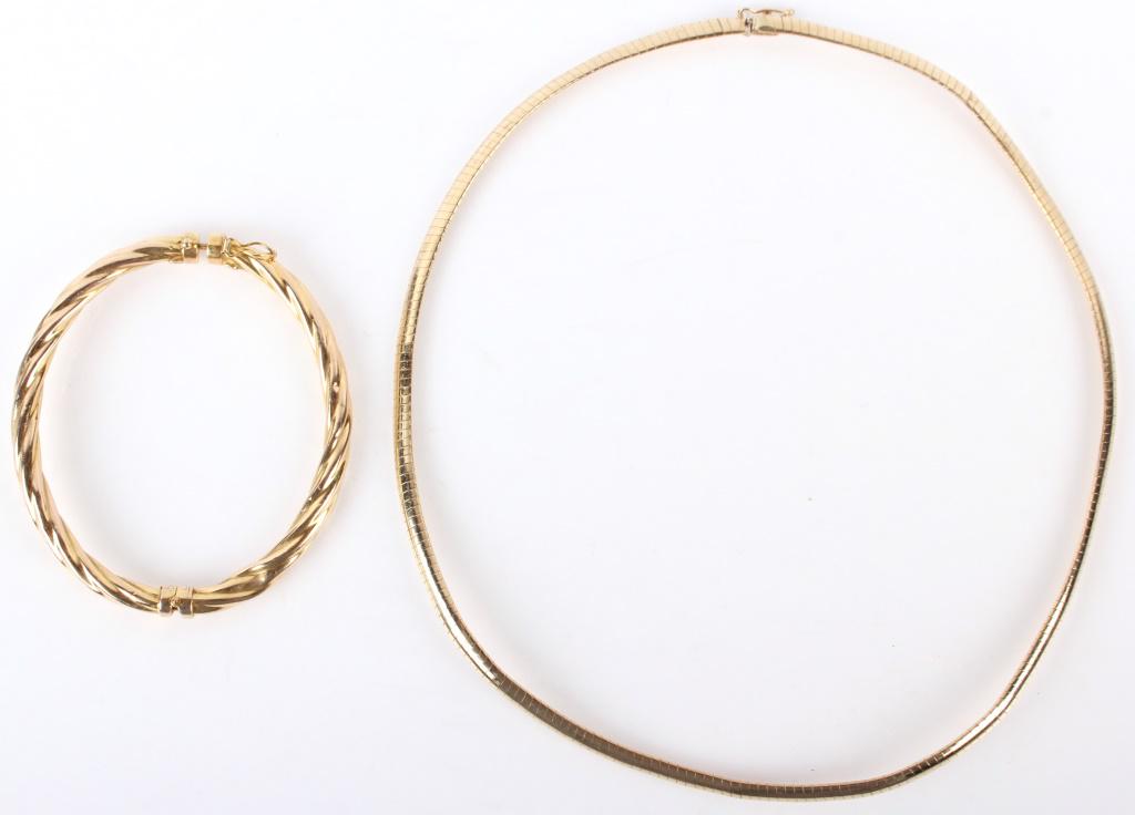 10K YELLOW GOLD SERPENTINE NECKLACE & BRACELET (1 of 5)