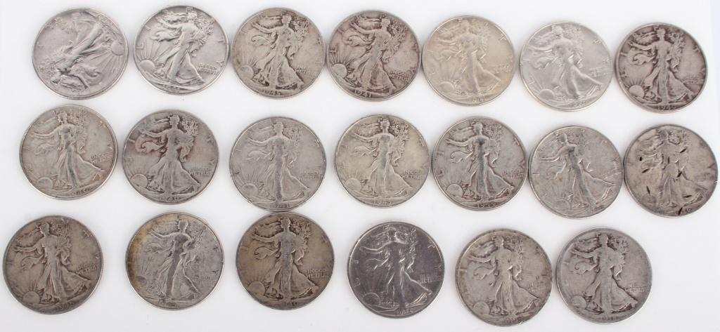 WALKING LIBERTY HALF DOLLARS 1918-1947 - LOT OF 20 (1 of 4)