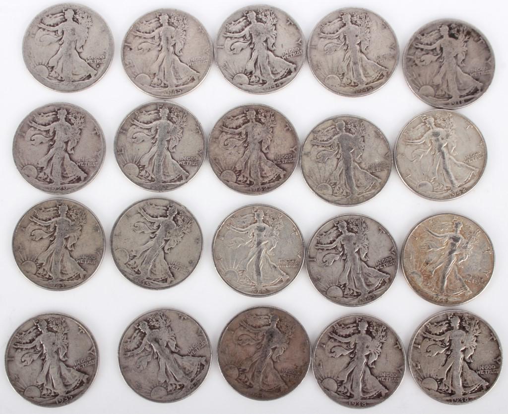 WALKING LIBERTY HALF DOLLARS 1918-1945 - LOT OF 20 (1 of 4)