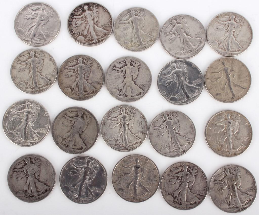 WALKING LIBERTY HALF DOLLARS 1918-1947 - LOT OF 20 (1 of 4)