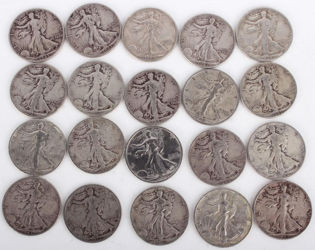 WALKING LIBERTY HALF DOLLARS 1917-1947 - LOT OF 20 (1 of 4)