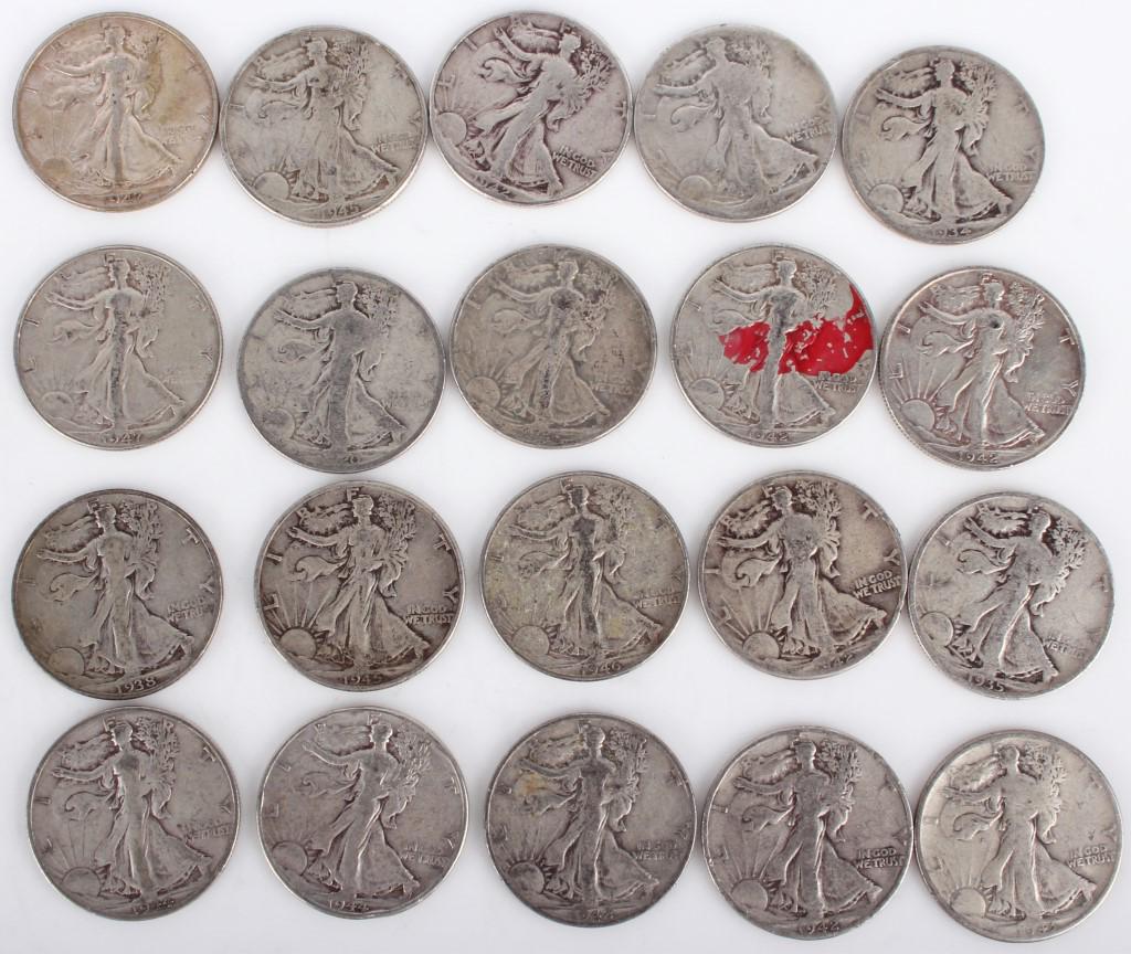 WALKING LIBERTY HALF DOLLARS 1920-1947 - LOT OF 20 (1 of 3)