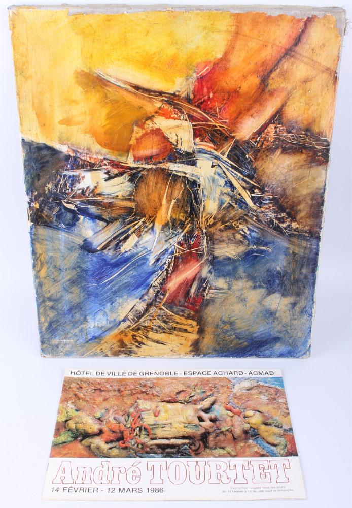 ANDRE TOURTET ACRYLIC ABSTRACT PAINTING W/ INFO (1 of 8)