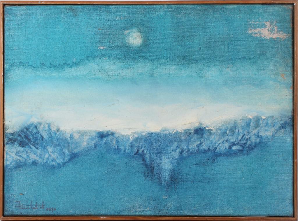 ANDRE TOURTET ACRYLIC ABSTRACT OCEAN PAINTING (1 of 2)