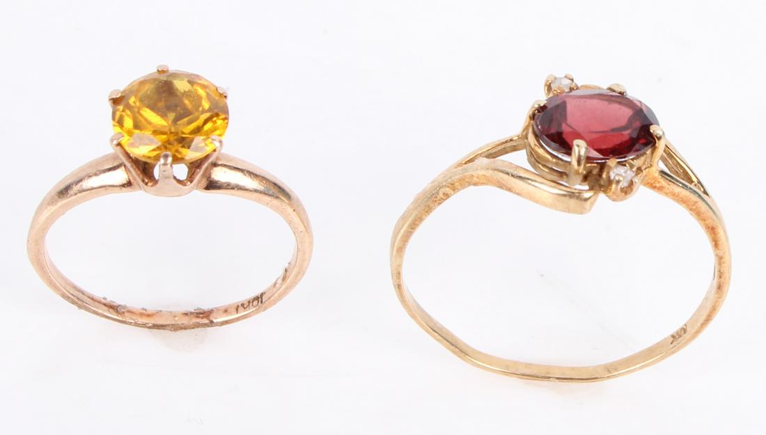 10K YELLOW GOLD LADIES RINGS W/ GEMSTONES - (2) (1 of 5)