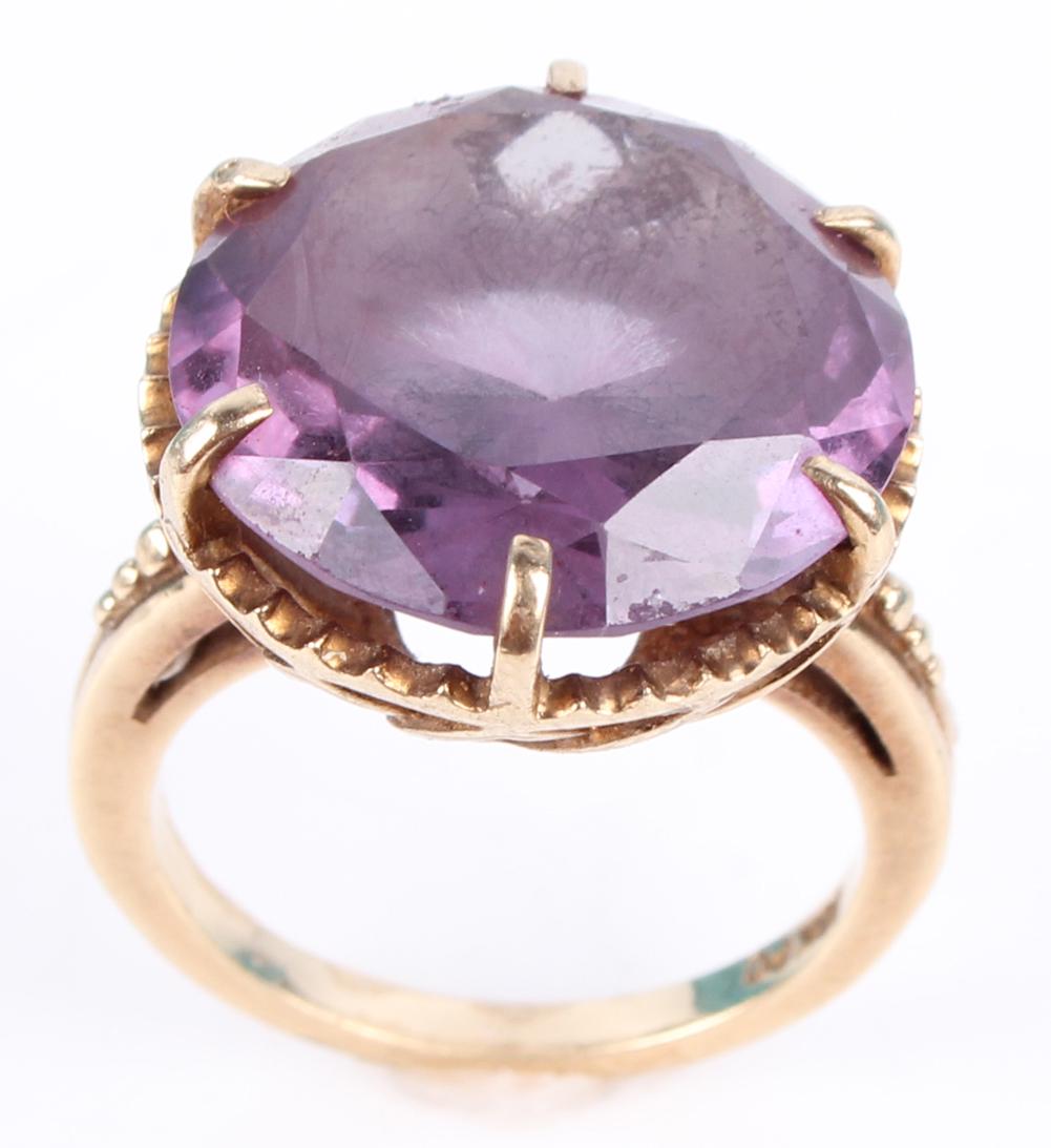 10K YELLOW GOLD 16.2 MM BICOLOR SAPPHIRE RING (1 of 5)