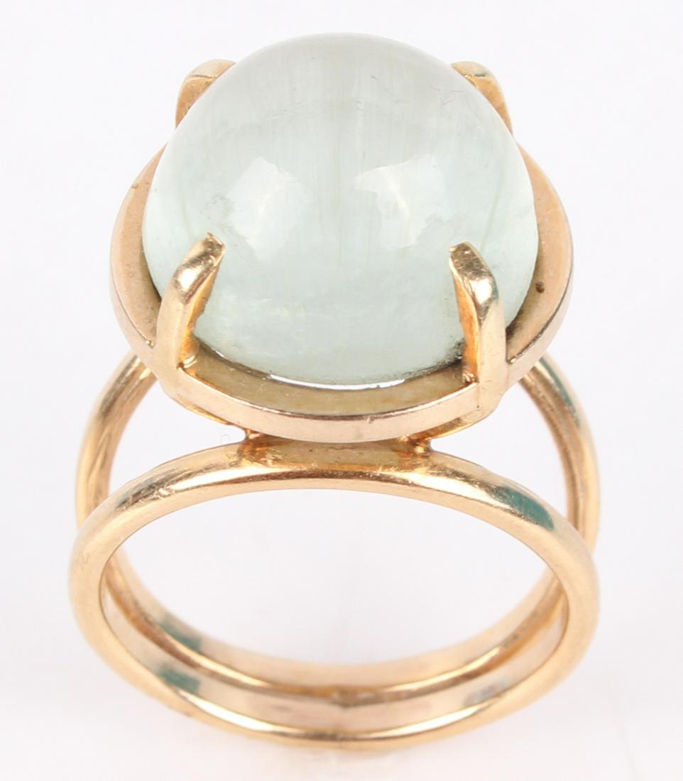 14K YELLOW GOLD WHITE QUARTZ LADIES RING (1 of 3)