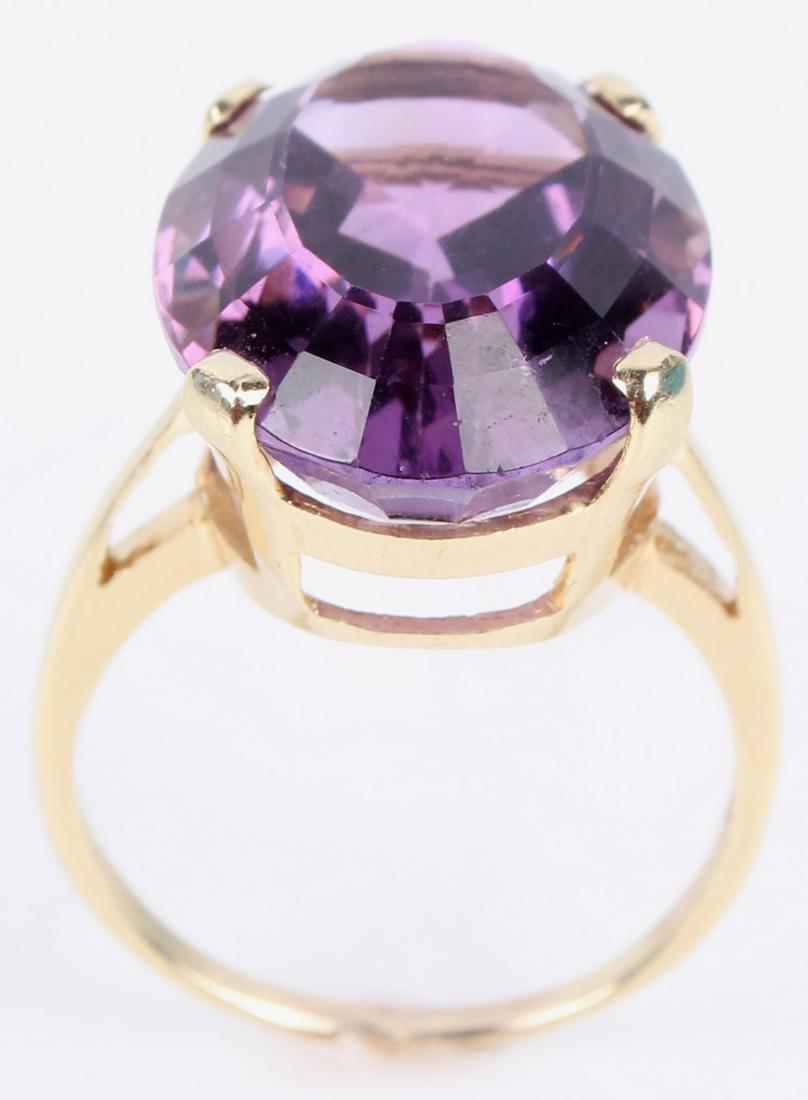 14K YELLOW GOLD AMETHYST LADIES RING (1 of 4)