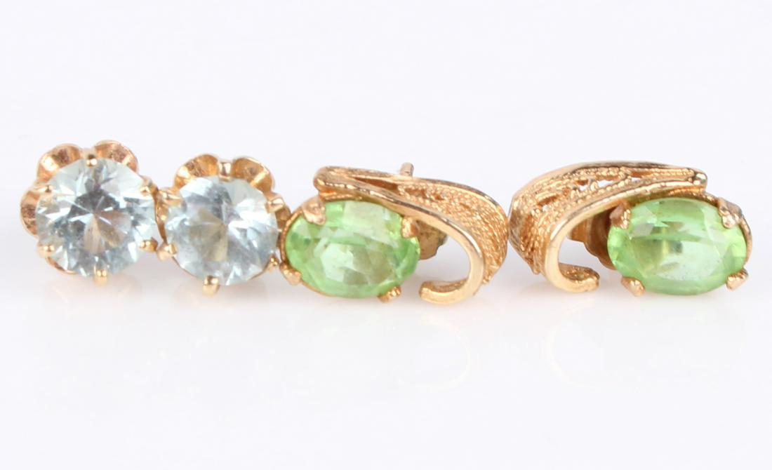 14K YELLOW GOLD AQUAMARINE & OTHER STUD EARRINGS (1 of 3)