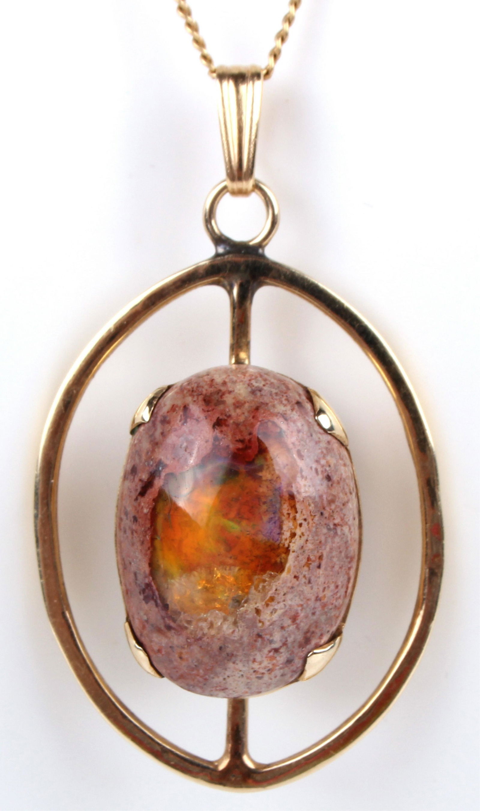 14K YELLOW GOLD MEXICAN FIRE OPAL LADIES NECKLACE (1 of 3)