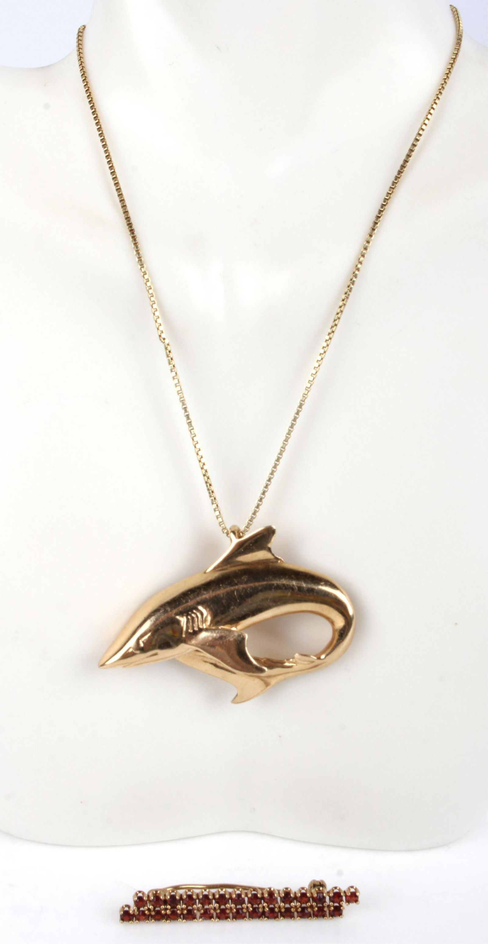 14K YELLOW GOLD SHARK NECKLACE & 10K BROOCH - 2 (1 of 4)