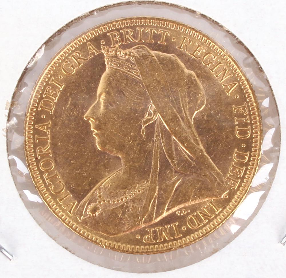 22K GOLD STRUCK 1900 BRITISH GOLD SOVEREIGN (1 of 2)