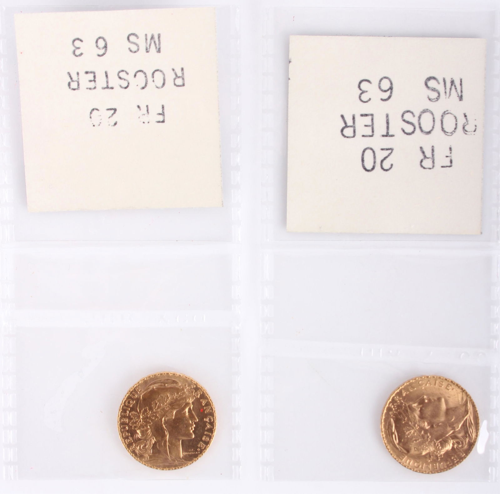 90% GOLD 1913 & 1910 20 FRANCS SEALED COINS - (2) (1 of 4)