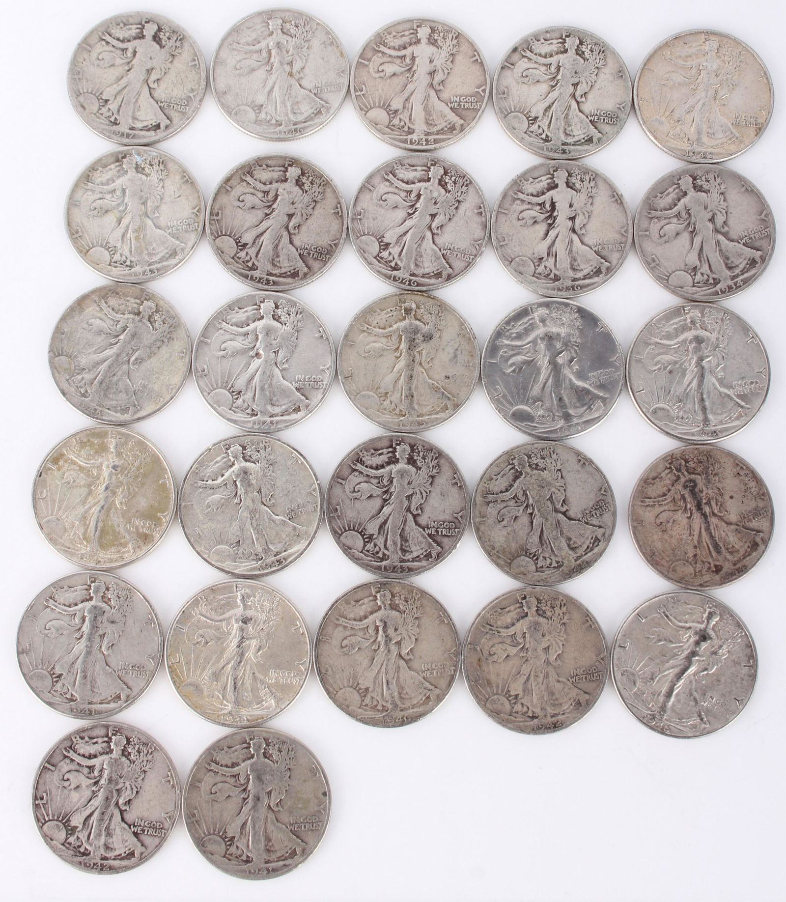 WALKING LIBERTY HALF DOLLARS 1917-1946 - LOT OF 27 (1 of 4)