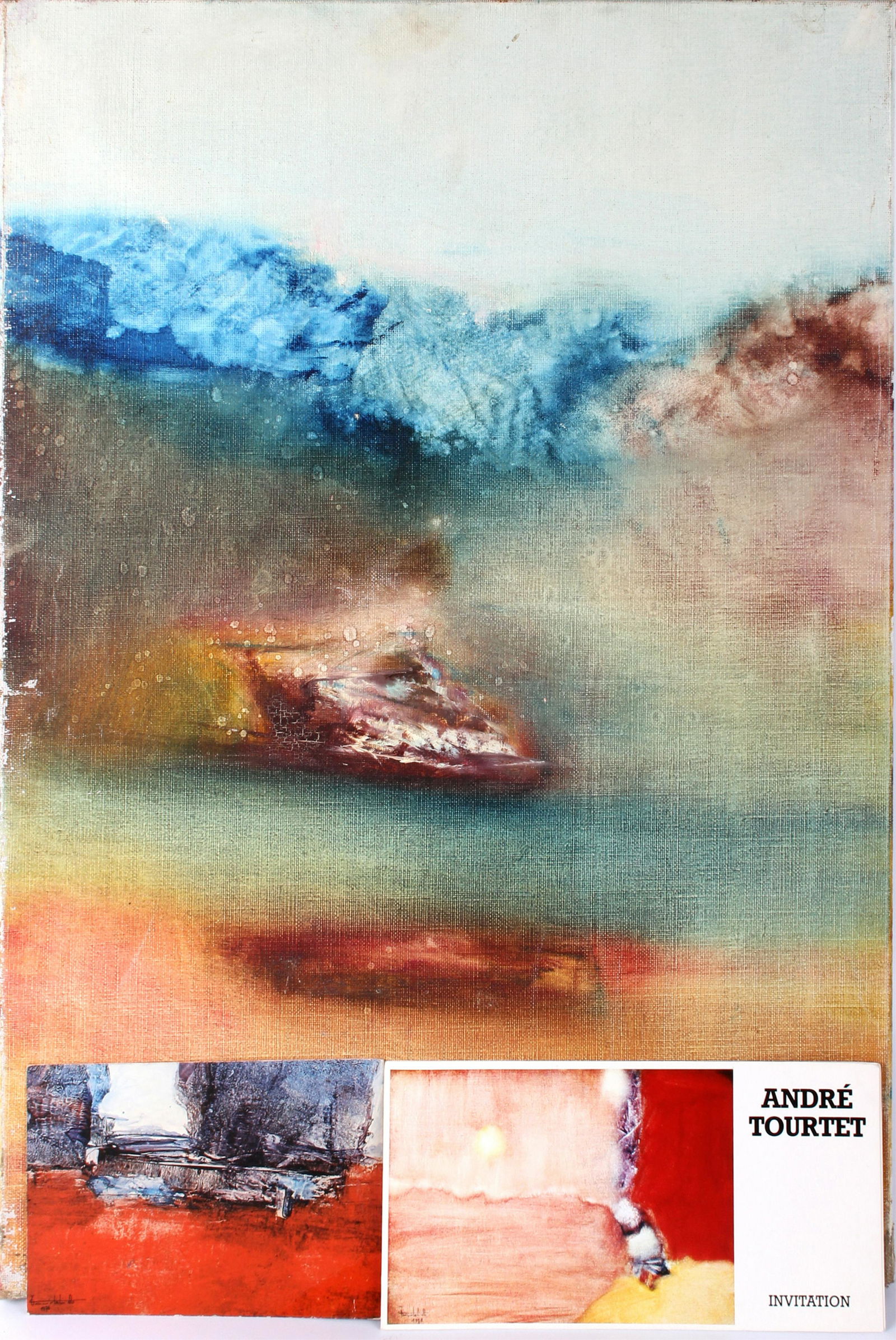 ANDRE TOURTET ACRYLIC ABSTRACT PAINTING W/ PHOTO (1 of 8)