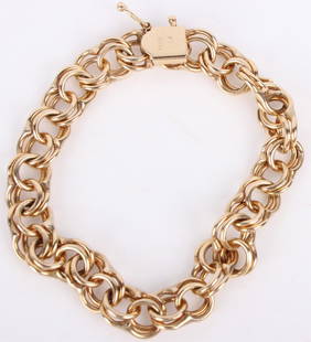 14K YELLOW GOLD MEN'S CHAIN-LINK BRACELET: 130021 14K YELLOW GOLD MEN'S CHAIN-LINK BRACELET 14k yellow gold men's chain-link bracelet. Weight: 25.3 Grams Size: 7.5" Length Condition: Very fine.