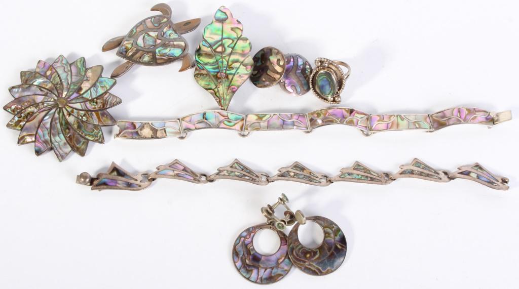 STERLING MEXICO TAXCO SILVER MOP JEWELRY - (8) (1 of 8)
