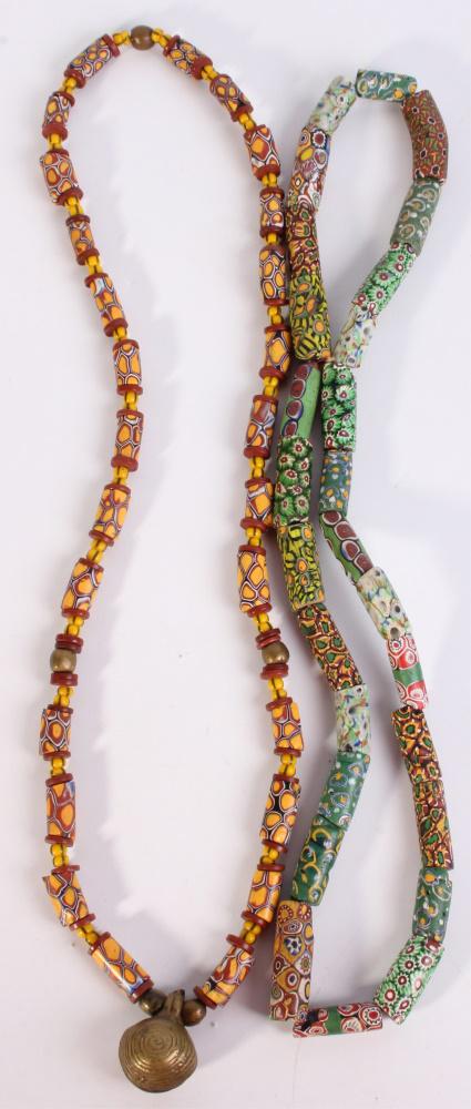 HAND-MADE AFRICAN TRADE BEADED NECKLACES - (2) (1 of 6)