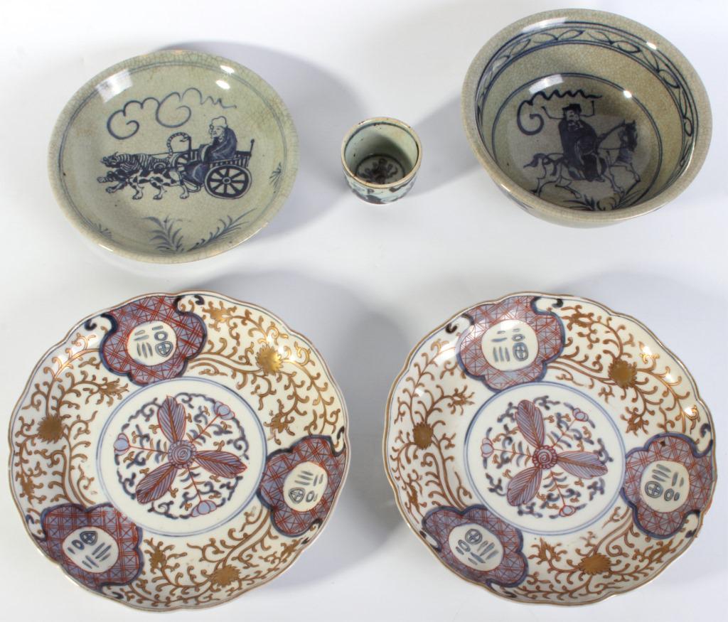 ANTIQUE ASIAN PORCELAIN TABLEWARE - LOT OF 5 (1 of 6)