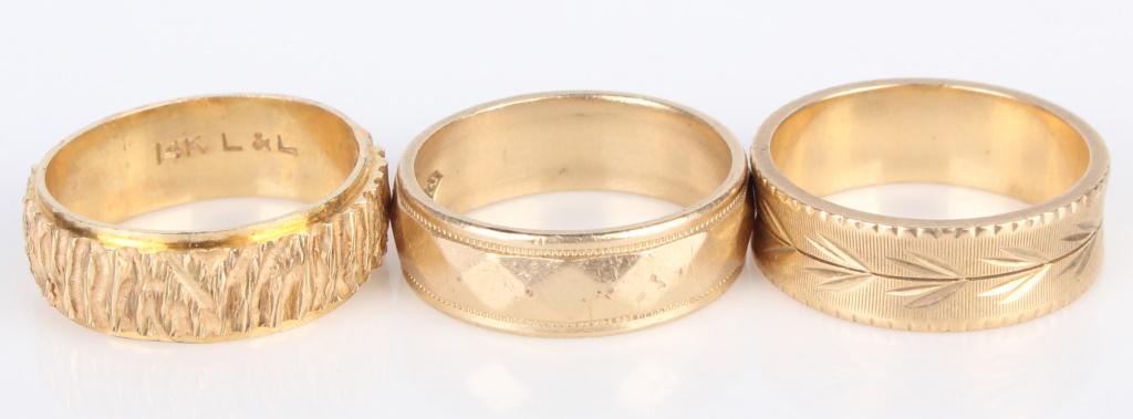 14K YELLOW GOLD MEN'S RINGS - LOT OF 3 (1 of 5)