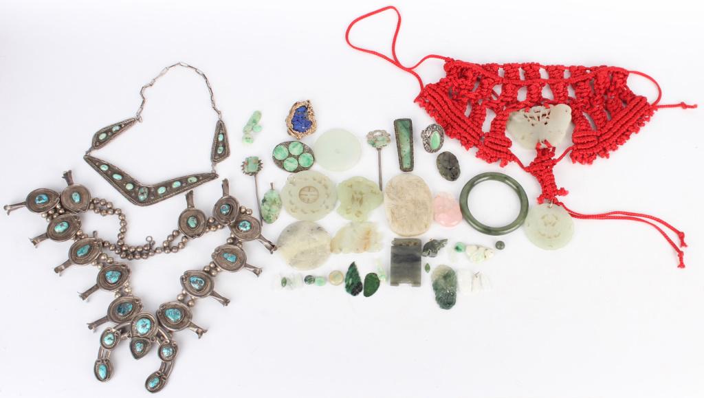 STERLING SILVER ASSORTED JADE & OTHER JEWELRY (1 of 16)
