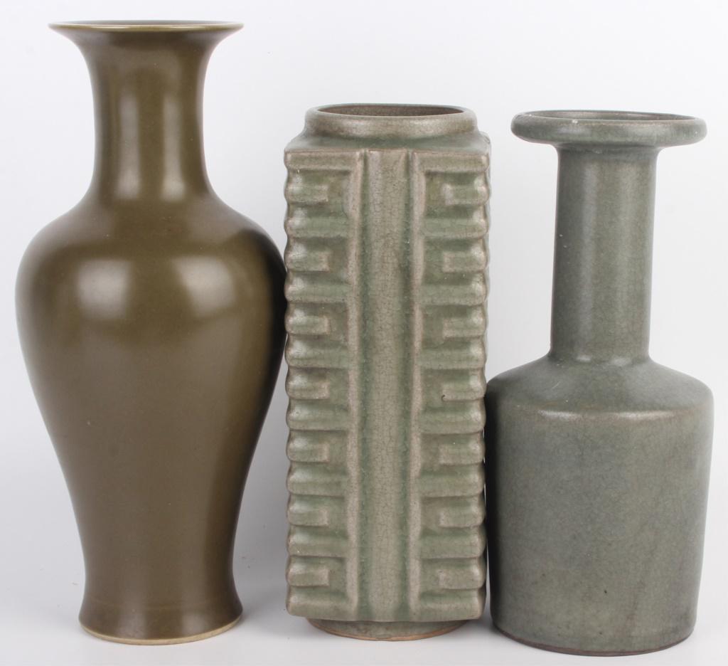 CELADON CHINESE ANTIQUE PORCELAIN VASES - LOT OF 3 (1 of 4)