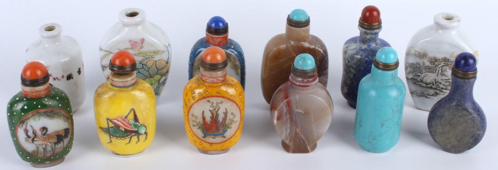 ANTIQUE CHINESE PORCELAIN & STONE SNUFF BOTTLES (1 of 5)