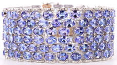 119.75 CT TANZANITE BRACELET 14K GOLD STERLING