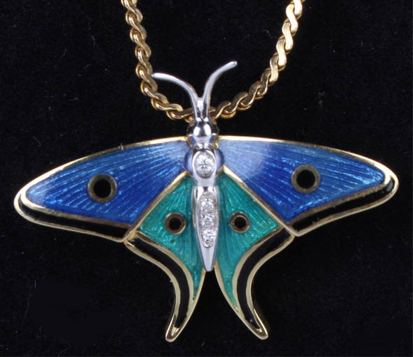 18K GOLD BUTTERFLY ENAMEL PENDANT ON 10K CHAIN Jun 25, 2022 Florida