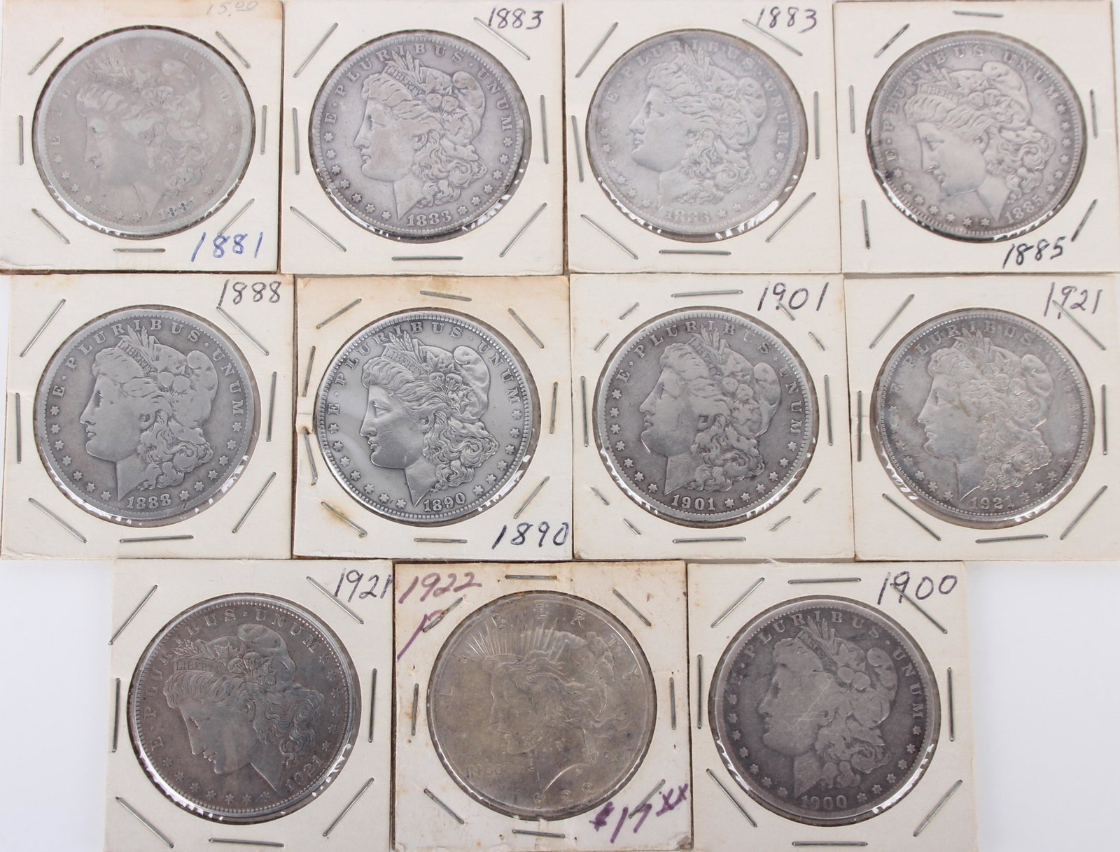 MORGAN 90% SILVER DOLLARS - LOT OF 11 (1 of 2)