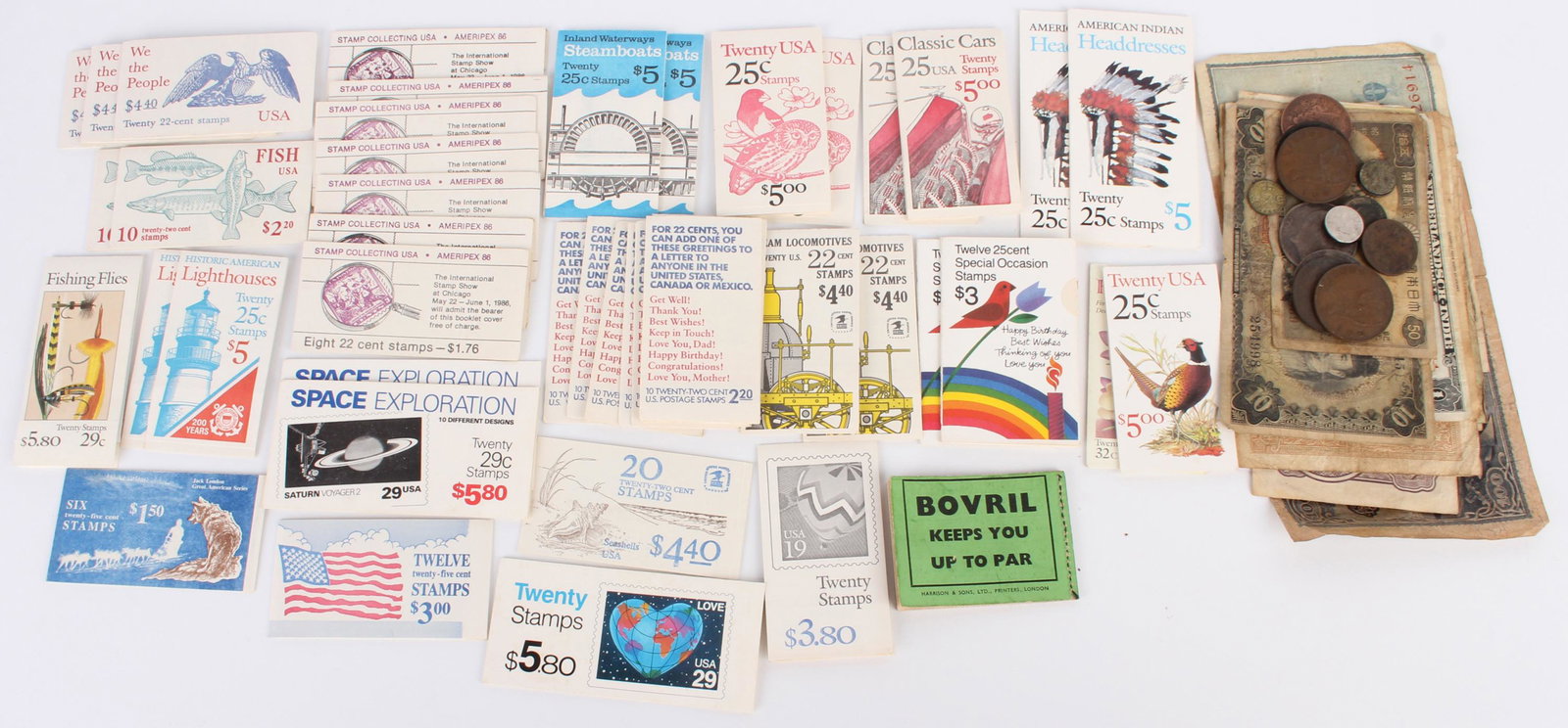 INTERNATIONAL CURRENCY AND VINTAGE US STAMPS LOT (1 of 8)