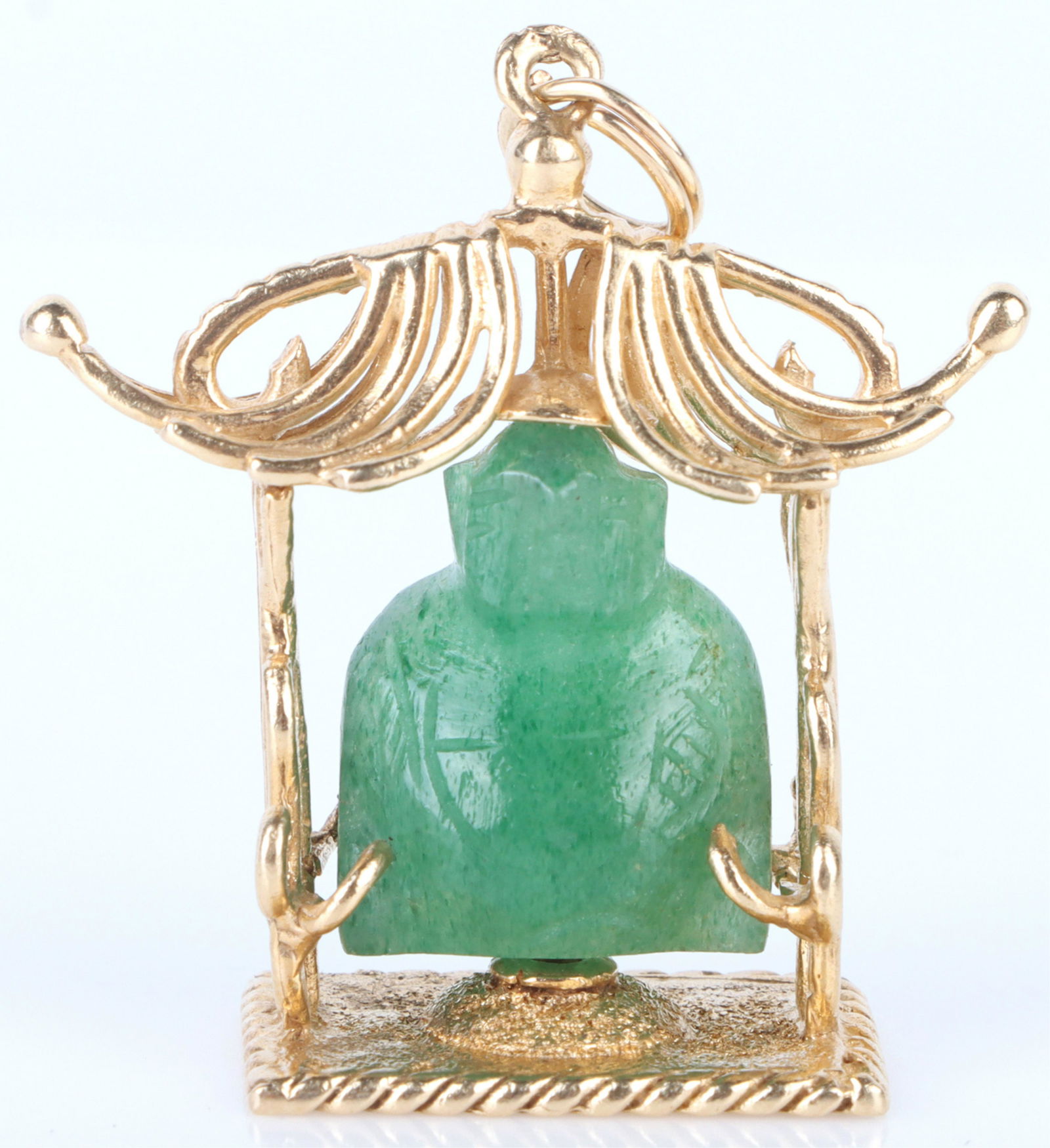 14K GOLD ORNATE JADE SEATED BUDDHA PENDANT (1 of 3)