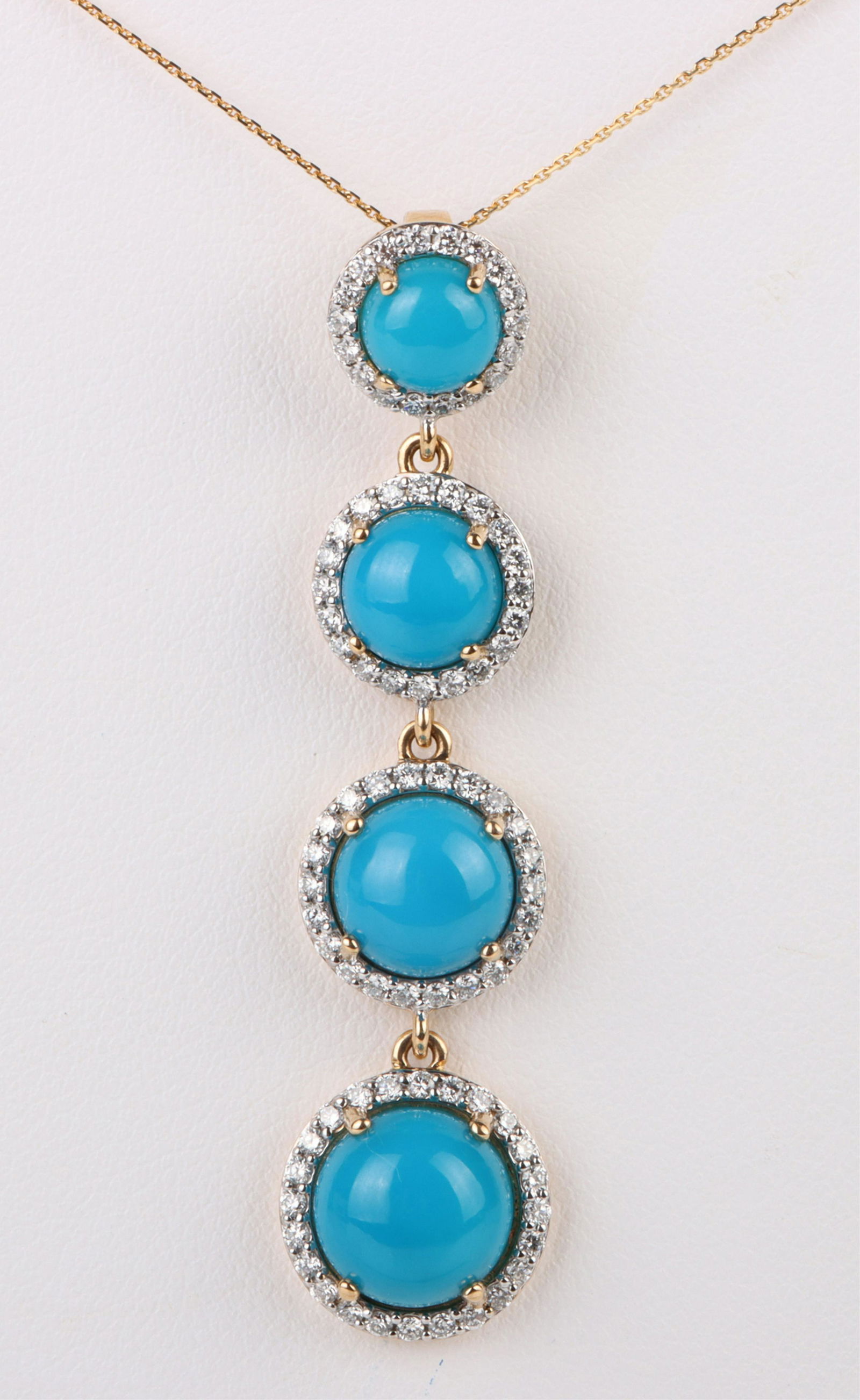 18K YELLOW GOLD TURQUOISE & DIAMOND NECKLACE (1 of 6)