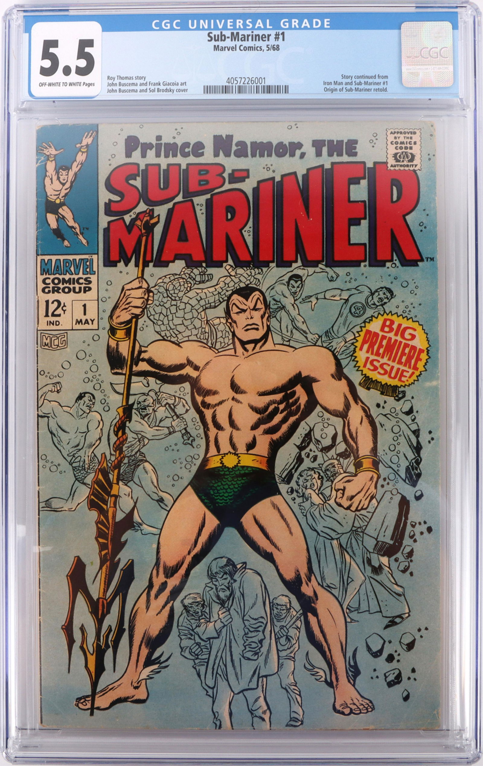 SUB-MARINER #1 (1968) CGC 5.5 - ORIGIN RETOLD (1 of 3)