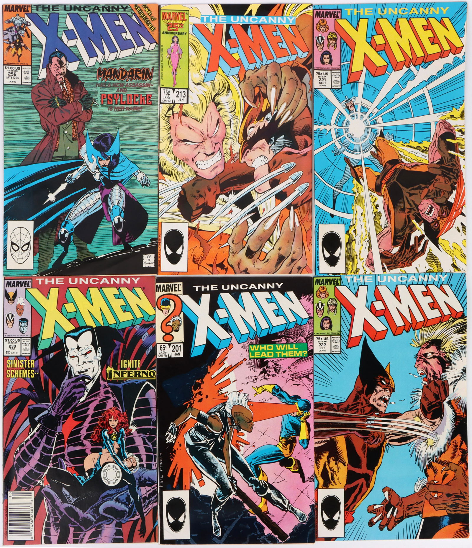 UNCANNY X-MEN KEYS- 201, 213, 221, 222, 239, & 256 (1 of 5)