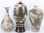 CHINESE HAND-PAINTED PORCELAIN VASES - LOT OF 3