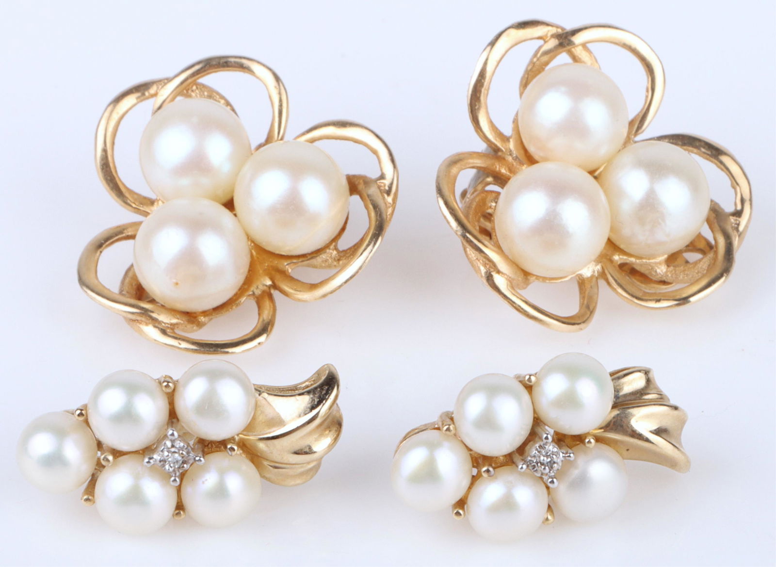 14K & 10K YELLOW GOLD PEARL EARRINGS (2) (1 of 5)