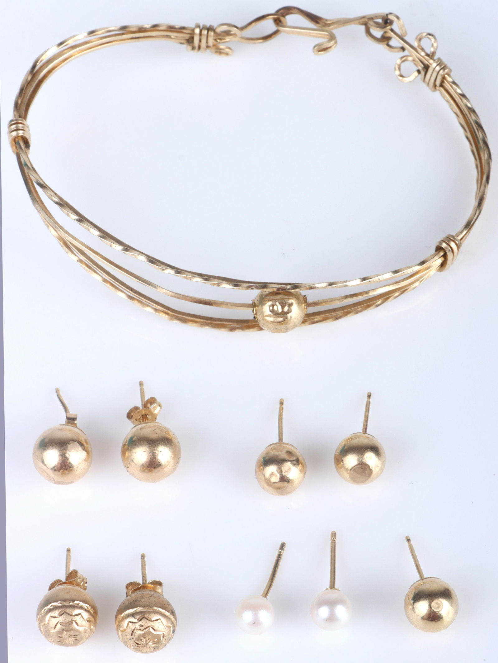 10K YELLOW GOLD LADIES BRACELET & EARRINGS - (5) (1 of 3)