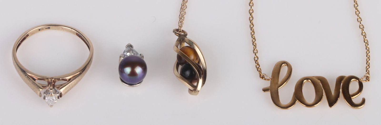 10K YELLOW & WHITE GOLD DIAMOND ASS. JEWELRY - (4) (1 of 5)