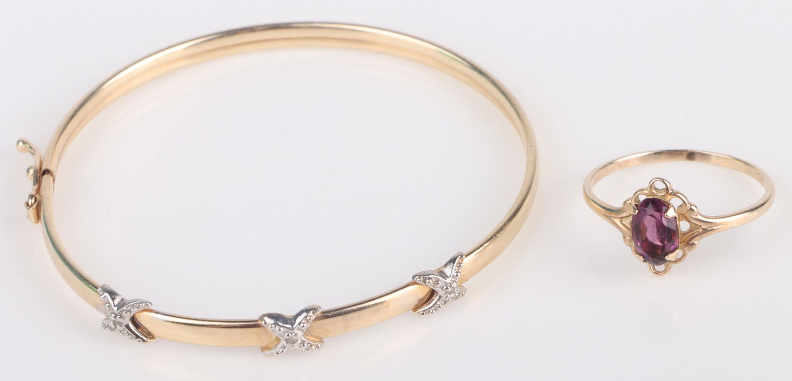 14K CHILD'S BANGLE BRACELET & 10K CHILD'S RING (1 of 6)
