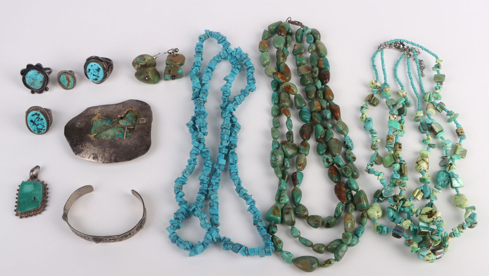 STERLING SILVER TURQUOISE LADIES JEWELRY - (11) (1 of 3)