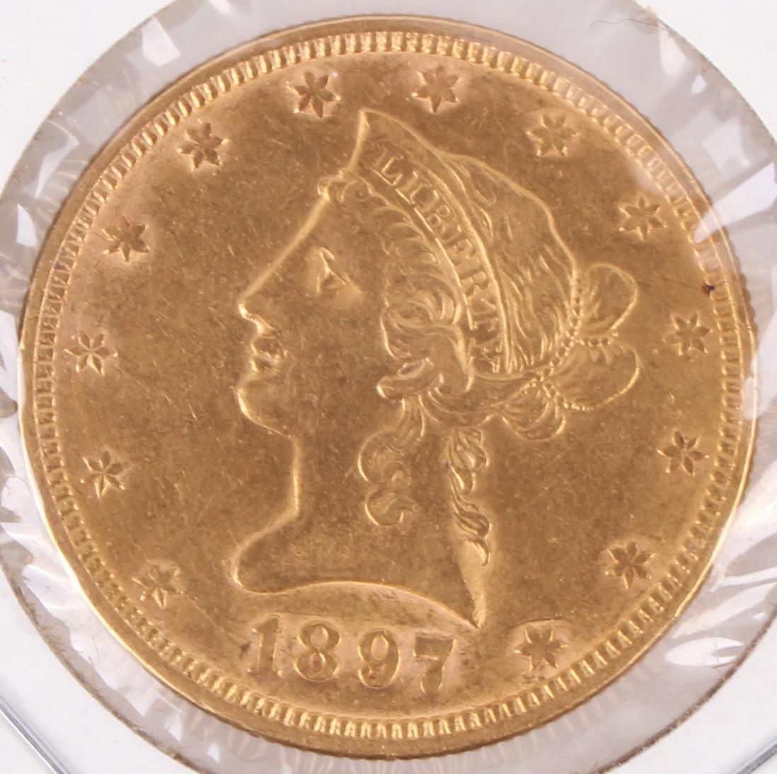 1897 $10 LIBERTY HEAD 90% GOLD EAGLE COIN - XF (1 of 2)